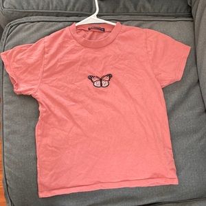 Brandy Melville Pink Butterfly T-Shirt